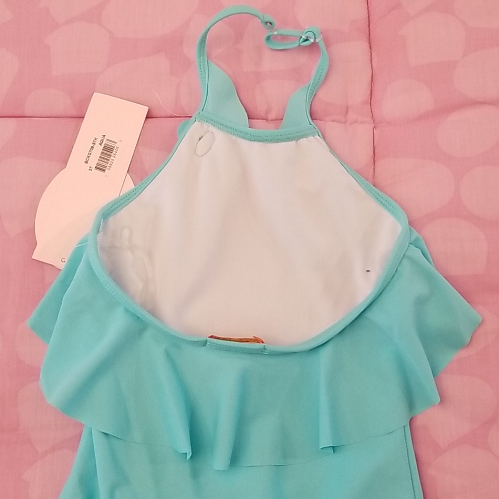 NWT Kate Mack Aqua Halter 1 Piece Swimsuit Size 3T - Picture 8 of 12